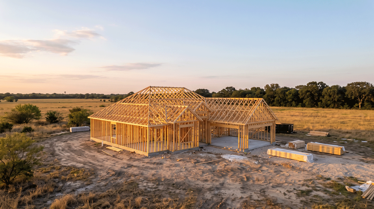 Custom home under construction in Fort Bend County